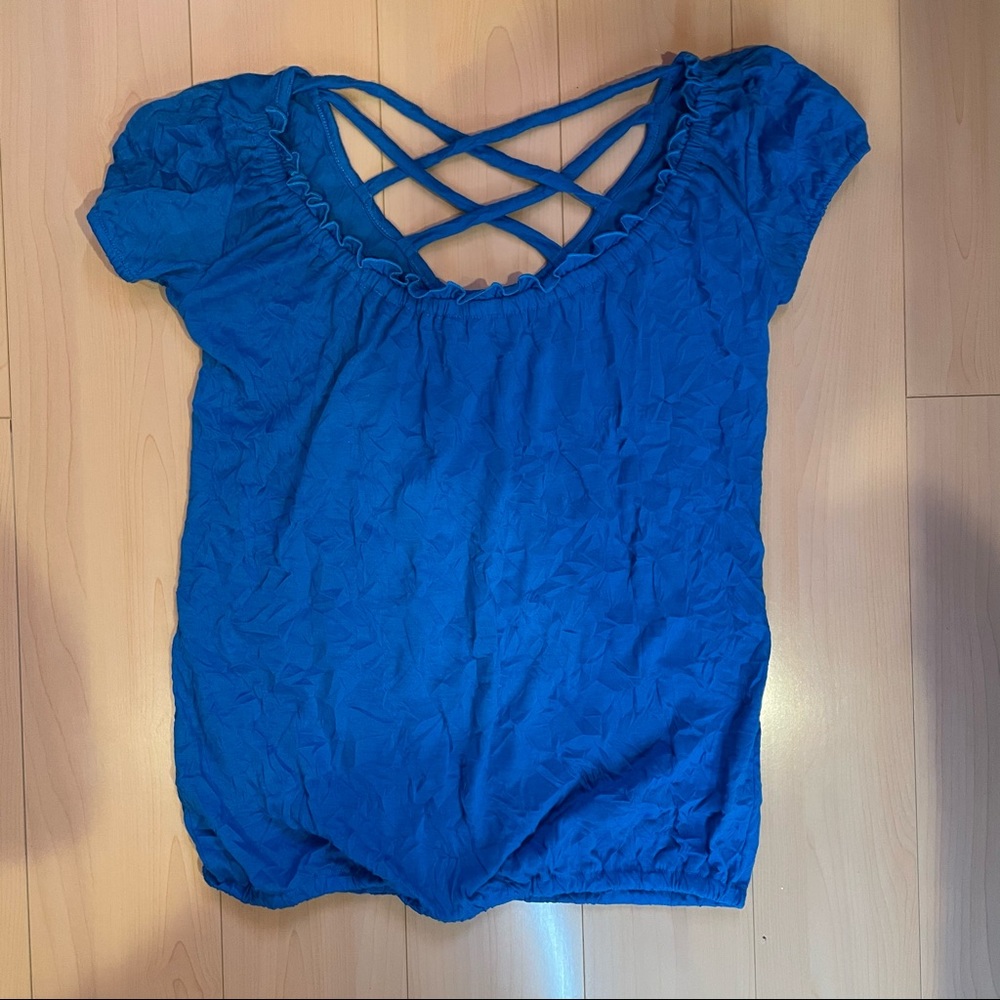 Macys Blue strappy blouse